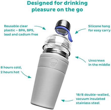 שמור על בקבוק מים תרמי מעורב מחדש מקורי לשימוש חוזר | BPA פלסטיק חופשי, כוס נסיעה מבודדת ואקום עם מכסה